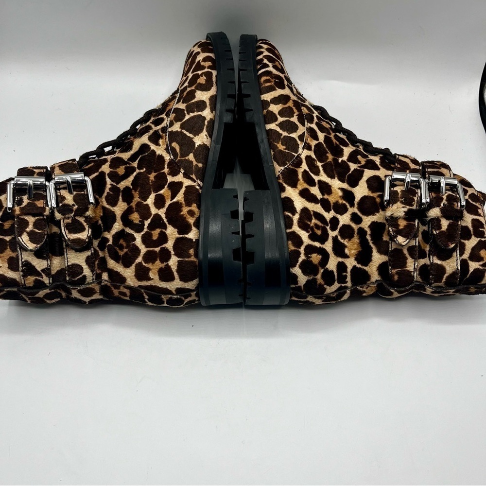 REBECCA MINKOFF Animal Print Boots Jaiden Calf Hair Leopard Combat Boots Size 8M - Picture 14 of 16